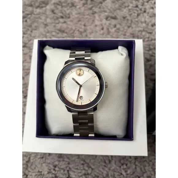 NEW IN BOX Movado BOLD Women’s Bold Verso Swiss Silver Watch